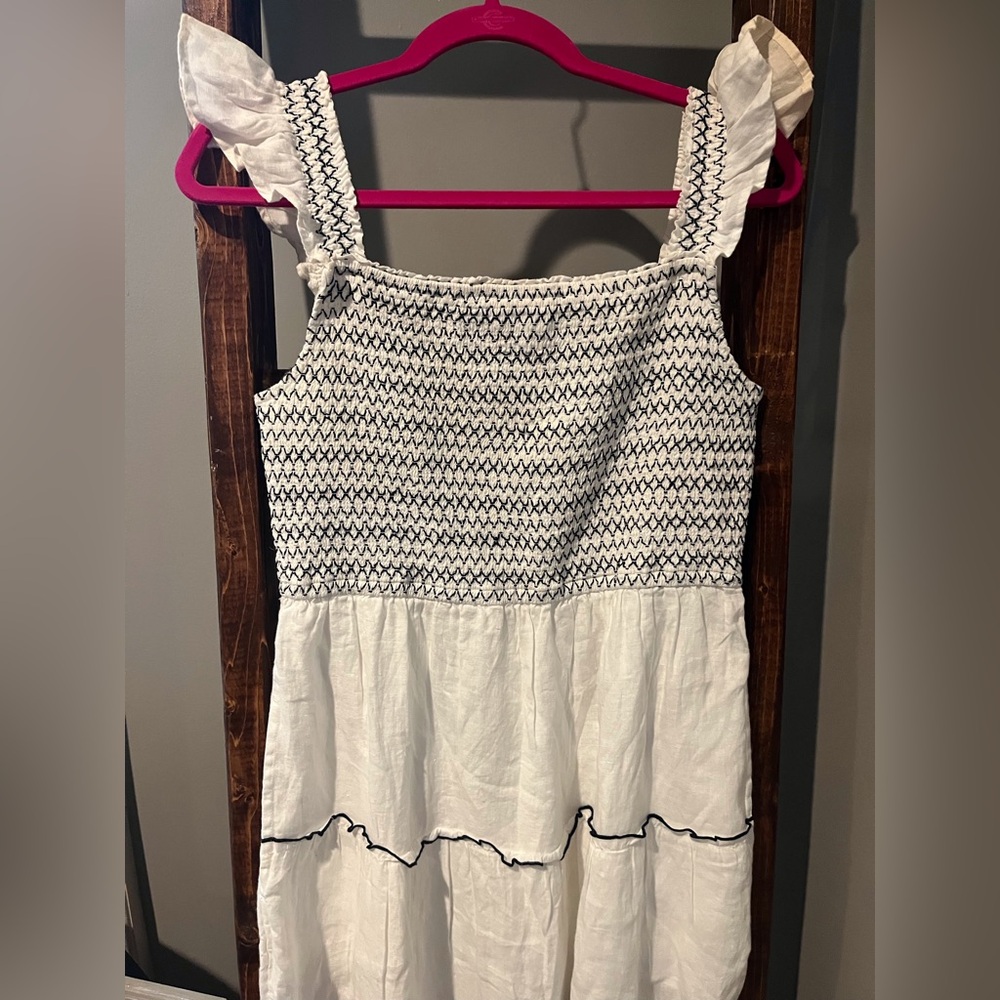 NWT Vineyard Vines ruffle sleeve smocked linen midi dress - medium - Picture 2 of 6